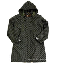 Preto com capuz Check PU impermeável Raincoat